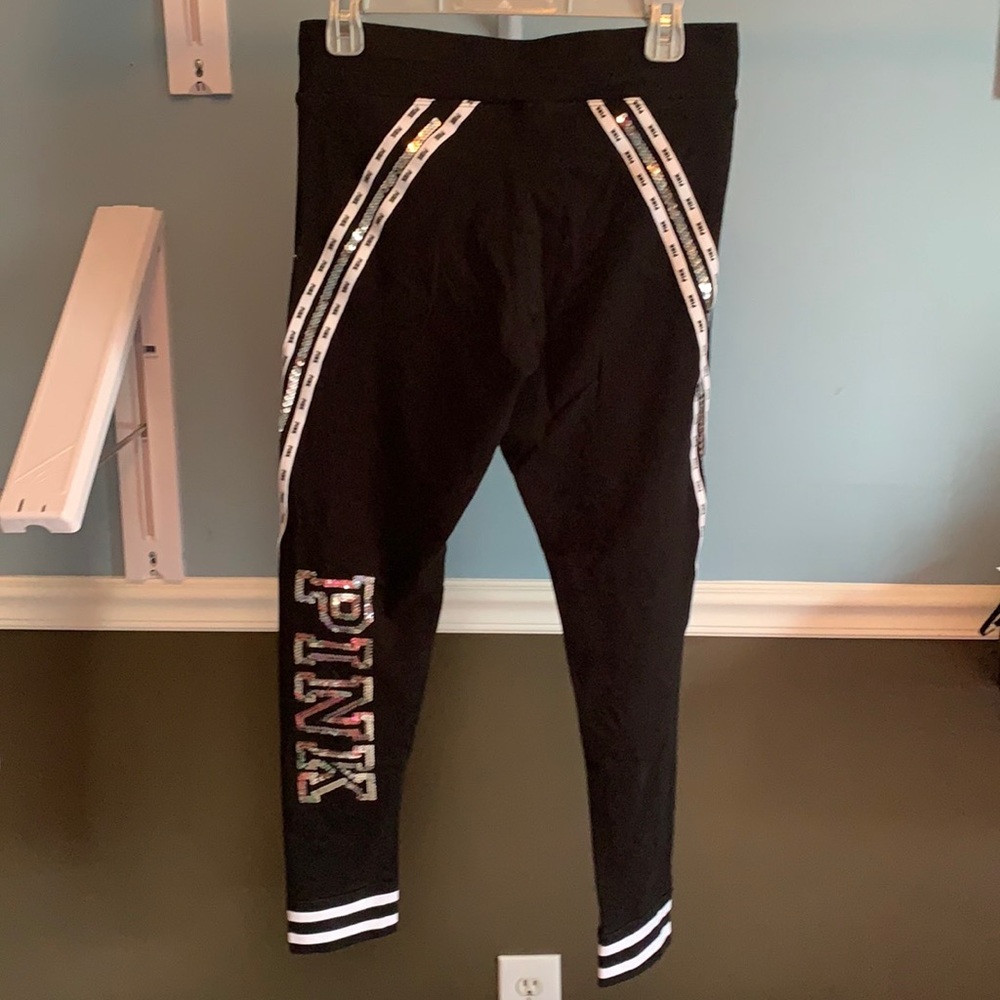 PINK yoga leggings BLING L